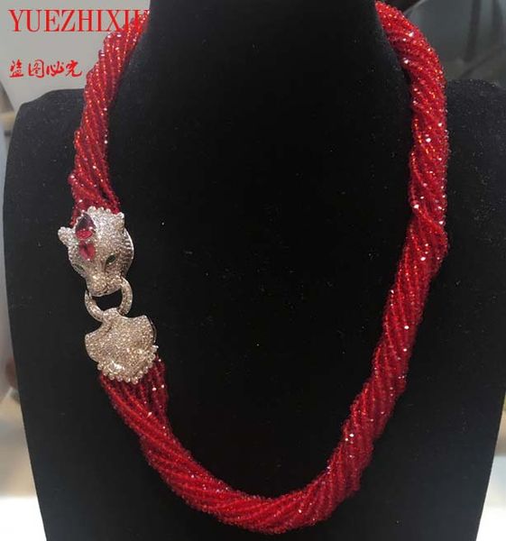 women's fashion leopard head clasp diy accessory red crystal necklace colors fine jewelry, Silver
women's fashion leopard head clasp diy accessory red crystal necklace colors fine jewelry, Silver