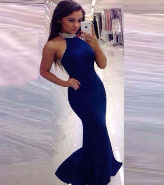 custom new fashion all size elegant banquet dark navy prom dresses halter fishtail long party evening dresses, Black
custom new fashion all size elegant banquet dark navy prom dresses halter fishtail long party evening dresses, Black