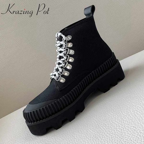 krazing pot winter round toe cow suede lace up thick bottom metal rivets korean version streetwear high fashion ankle boots l69, Black
krazing pot winter round toe cow suede lace up thick bottom metal rivets korean version streetwear high fashion ankle boots l69, Black