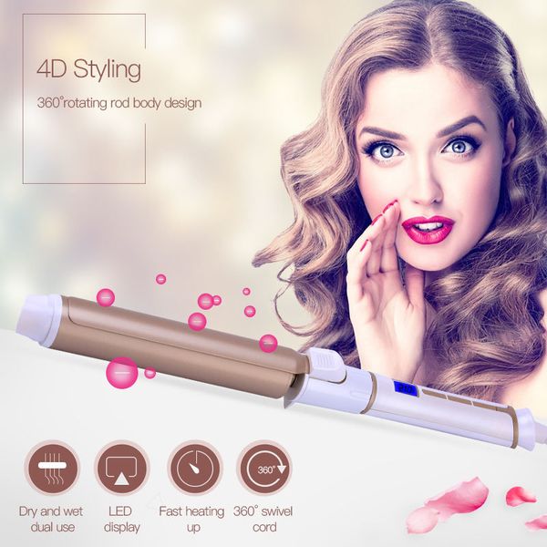 25mm fast heating 360 rotating clip hair curler curling iron wand led digital wave hair styling tool hair styler spiral curls 42
25mm fast heating 360 rotating clip hair curler curling iron wand led digital wave hair styling tool hair styler spiral curls 42