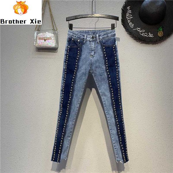 european trend jeans women's plus size contrast color pencil pants beads rivet fashion slim fit jean trousers ladies jeans, Blue
european trend jeans women's plus size contrast color pencil pants beads rivet fashion slim fit jean trousers ladies jeans, Blue