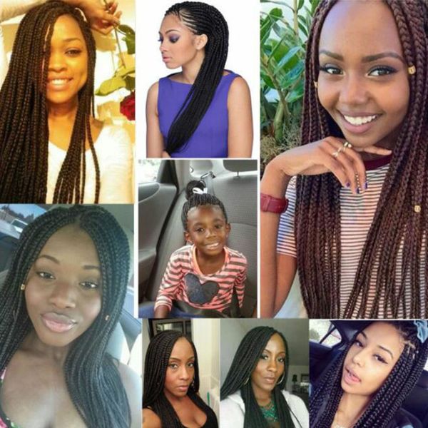 3x box braids crochet braid hair crochet hair extensions colors ombre kanekalon braiding hair braids secret extensions, Black
3x box braids crochet braid hair crochet hair extensions colors ombre kanekalon braiding hair braids secret extensions, Black