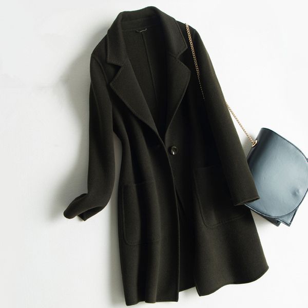 2019 autumn winter 100% wool coat women loose long two-sided cashmere wool jacket suit collar solid female overcoat, Black
2019 autumn winter 100% wool coat women loose long two-sided cashmere wool jacket suit collar solid female overcoat, Black
