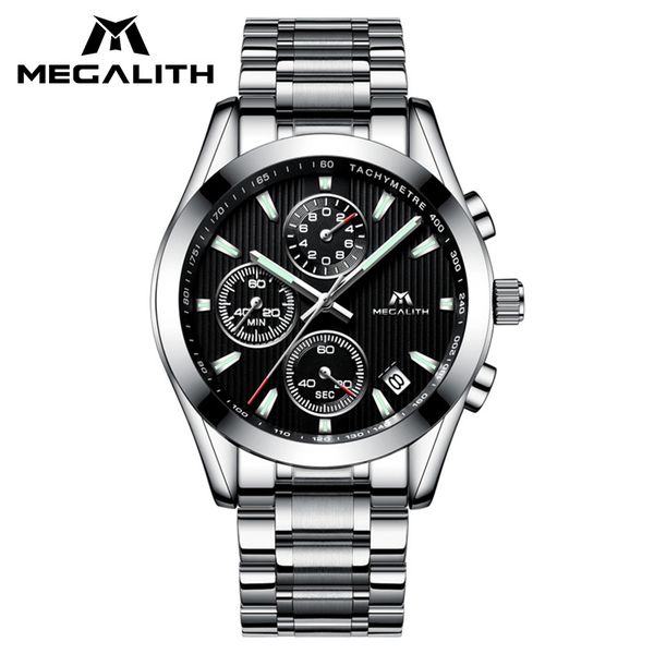 megalith men's watches classic stainless steel watches waterproof chronograph luminous hands for men horloges mannen, Slivery;brown
megalith men's watches classic stainless steel watches waterproof chronograph luminous hands for men horloges mannen, Slivery;brown