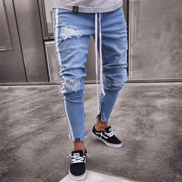 mens jeans skinny slim jeans for men distressed elastic waist pencil casual fashion side stripe pocket trousers, Blue
mens jeans skinny slim jeans for men distressed elastic waist pencil casual fashion side stripe pocket trousers, Blue