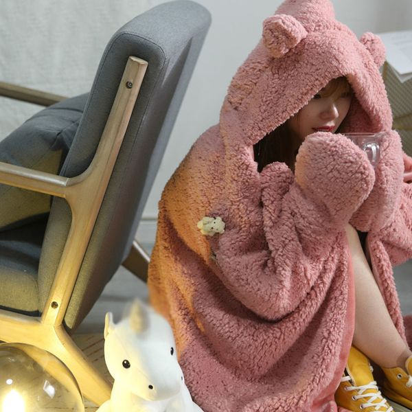 kawaii winter weighted blanket creative hooded bear pattern pure color cloak with gloves home supplies girls gifts
kawaii winter weighted blanket creative hooded bear pattern pure color cloak with gloves home supplies girls gifts