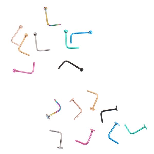 16 pieces stainless steel l-shaped nose stud 20g stainless steel body piercing, Slivery;golden
16 pieces stainless steel l-shaped nose stud 20g stainless steel body piercing, Slivery;golden