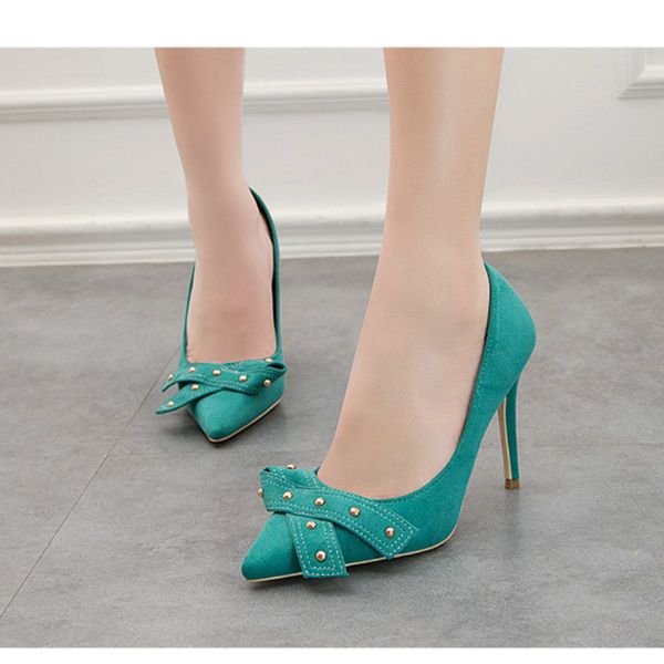 spring/autumn fashion the new high heels women shoes butterfly-knot rivet thin heels flock pointed toe dress slip-on breathable, Black
spring/autumn fashion the new high heels women shoes butterfly-knot rivet thin heels flock pointed toe dress slip-on breathable, Black