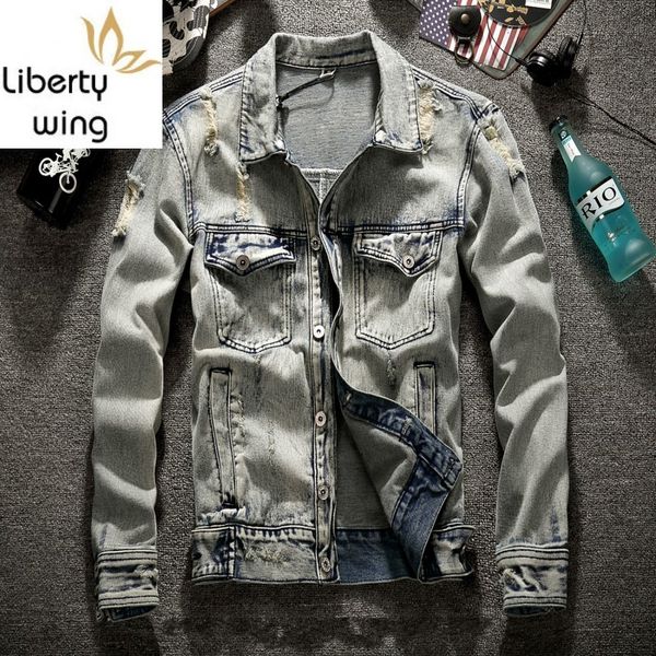 японский стиль старинные промытые рваные дыры джинсовая куртка мужчины плюс размер 6xl уличный повседневный байкер верхняя одежда весна осен, Black;brown 
японский стиль старинные промытые рваные дыры джинсовая куртка мужчины плюс размер 6xl уличный повседневный байкер верхняя одежда весна осен, Black;brown