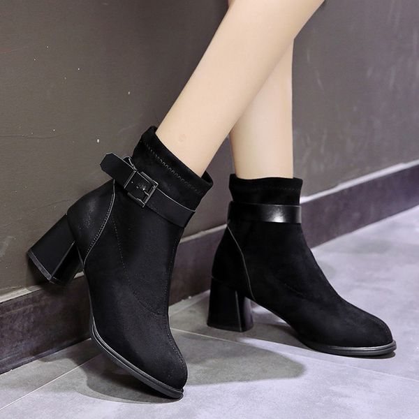 women's buckle pointed ankle bare boots black shoes boots 2019 classic square heel casual short tube booties wear botas de mujer
women's buckle pointed ankle bare boots black shoes boots 2019 classic square heel casual short tube booties wear botas de mujer
