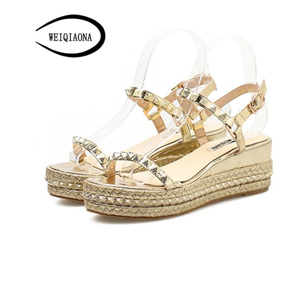 weiqiaona summer casual bling gold new design high wedges waterproof platforms rivets fashion comfortable women sandals, Black
weiqiaona summer casual bling gold new design high wedges waterproof platforms rivets fashion comfortable women sandals, Black