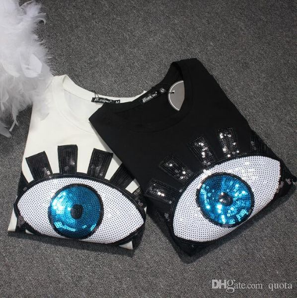 fashion eyes t-shirts crew big neck short sequins women sleeve female fashion crew neck design cxgnr, Black
fashion eyes t-shirts crew big neck short sequins women sleeve female fashion crew neck design cxgnr, Black