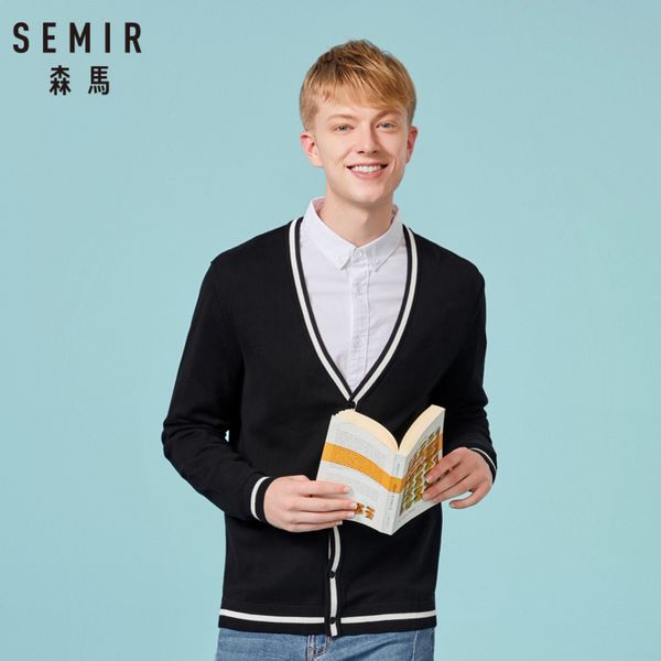 semir men 100% cotton front-button v-neck cardigan with contrasted trim ribbing at cuff and hem casual style for spring autumn, White;black
semir men 100% cotton front-button v-neck cardigan with contrasted trim ribbing at cuff and hem casual style for spring autumn, White;black