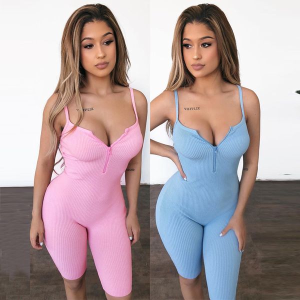 2020 summer womens designer jumpsuits camisole low-cut zipper v neck sport rompers slim ladies clothing, Black;white
2020 summer womens designer jumpsuits camisole low-cut zipper v neck sport rompers slim ladies clothing, Black;white