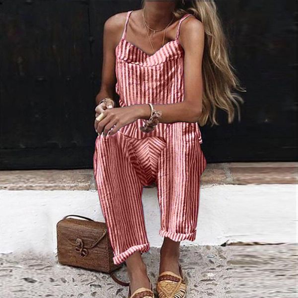 shujin women bodysuit women summer sleeveless striped print v-neck long jumpsuit wide leg jumpsuit fashion casual, Black;white
shujin women bodysuit women summer sleeveless striped print v-neck long jumpsuit wide leg jumpsuit fashion casual, Black;white