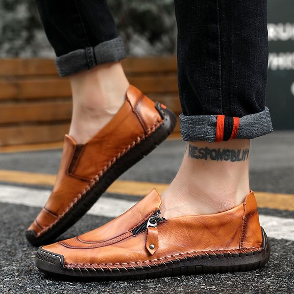 big size men casual shoes fashion casual men shoes slip on breathable boat loafers black