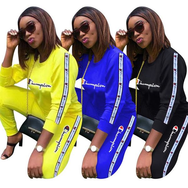 women champion letter two piece outfits long sleeve t shirt hoodies + pants leggings tracksuit spring o-neck sweatshirt sportswear suit, White
women champion letter two piece outfits long sleeve t shirt hoodies + pants leggings tracksuit spring o-neck sweatshirt sportswear suit, White