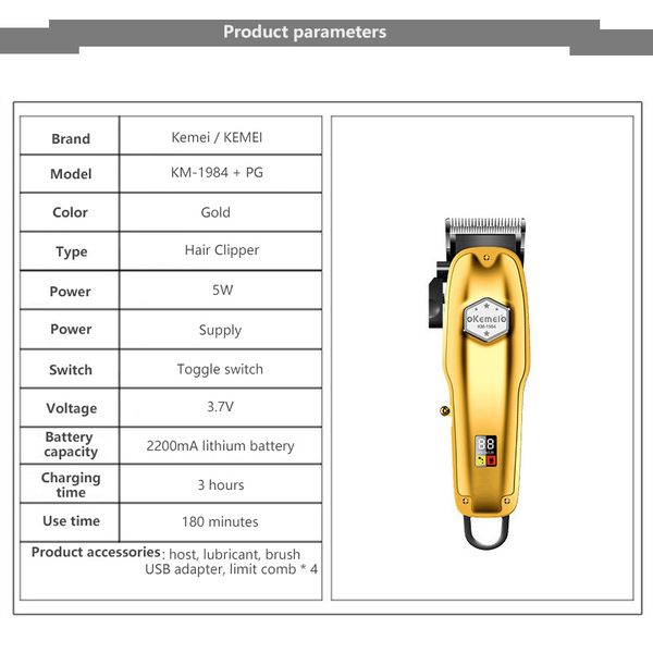 kemei new adjustable carbon steel blade electric hair clipper all metal men electric cordless hair travel hair clippers newclipper uwnbl
kemei new adjustable carbon steel blade electric hair clipper all metal men electric cordless hair travel hair clippers newclipper uwnbl