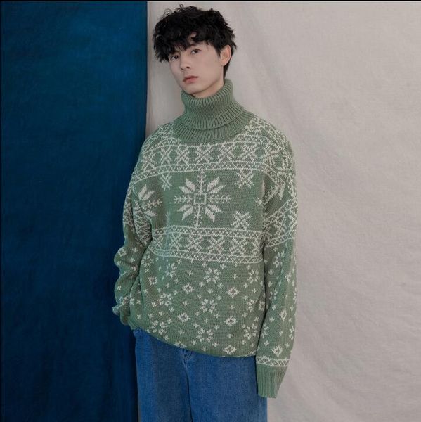 good quality autumn and winter men's snow print knit sweater turtleneck pullovers sweater korean youth men coat tb3820, White;black
good quality autumn and winter men's snow print knit sweater turtleneck pullovers sweater korean youth men coat tb3820, White;black
