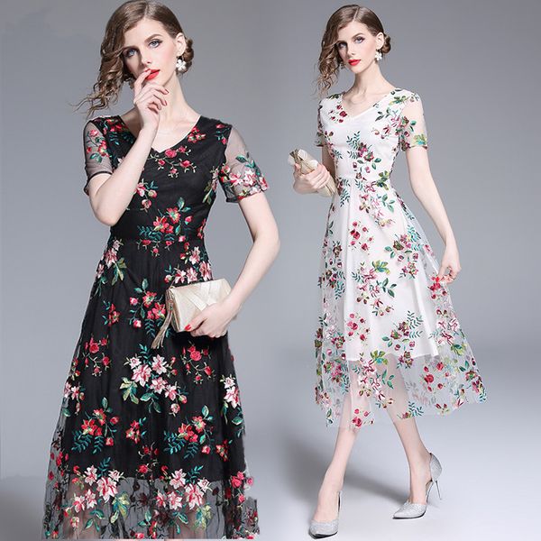 womens lady summer cute v-neck mesh embroidery short sleeve v-neck slim party evening formal dress high quality, White
womens lady summer cute v-neck mesh embroidery short sleeve v-neck slim party evening formal dress high quality, White