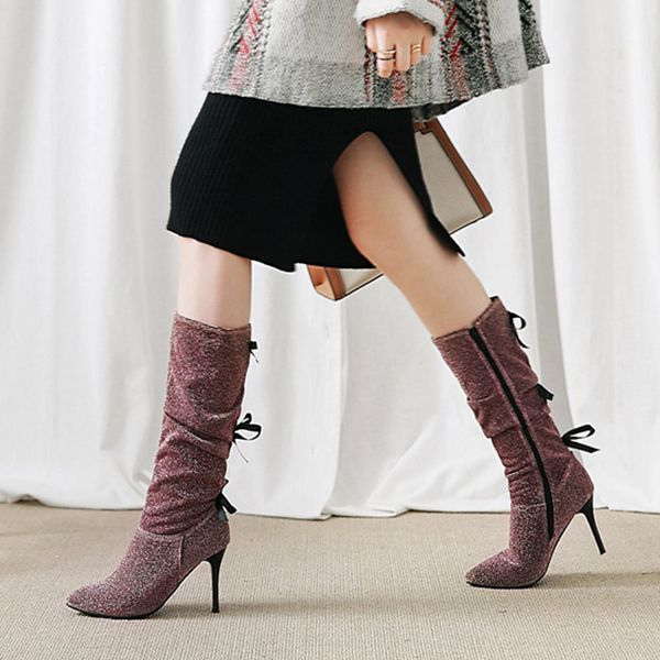 autumn sequins socks boots women's wild high boot lady stylish mid tube pointed toe stiletto heel shoes wedding party botas, Black
autumn sequins socks boots women's wild high boot lady stylish mid tube pointed toe stiletto heel shoes wedding party botas, Black