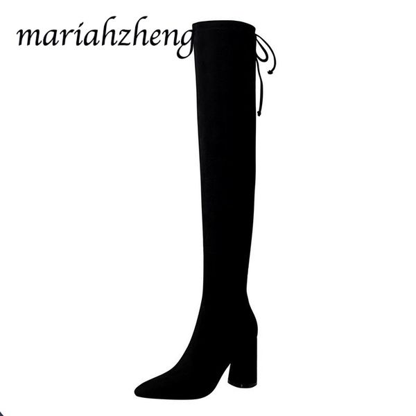 mariahzheng winter women's boots high-heeled boots thick with pointed knee warm women knee high ds, Black
mariahzheng winter women's boots high-heeled boots thick with pointed knee warm women knee high ds, Black
