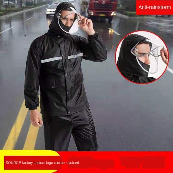 thickened double-layer split poncho split suit men's raincoat labor protection reflective raincoat suit poncho, Black
thickened double-layer split poncho split suit men's raincoat labor protection reflective raincoat suit poncho, Black