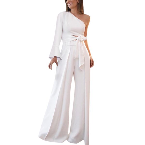 2 piece set women summer 2019 one shoulder sleeveless + long wide leg pants two-piece outfit ensemble femme, White
2 piece set women summer 2019 one shoulder sleeveless + long wide leg pants two-piece outfit ensemble femme, White