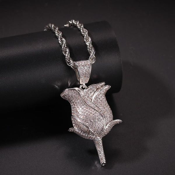 fashion shining rose flower pendant necklace men gold color with tennis chain plant necklace gift hip hop jewelry, Silver
fashion shining rose flower pendant necklace men gold color with tennis chain plant necklace gift hip hop jewelry, Silver