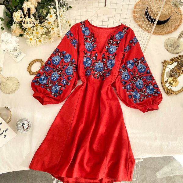 yuoomuoo vintage embroidery women dress v neck puff sleeve casual autumn dress elegant women red retro tunic, Black;gray
yuoomuoo vintage embroidery women dress v neck puff sleeve casual autumn dress elegant women red retro tunic, Black;gray