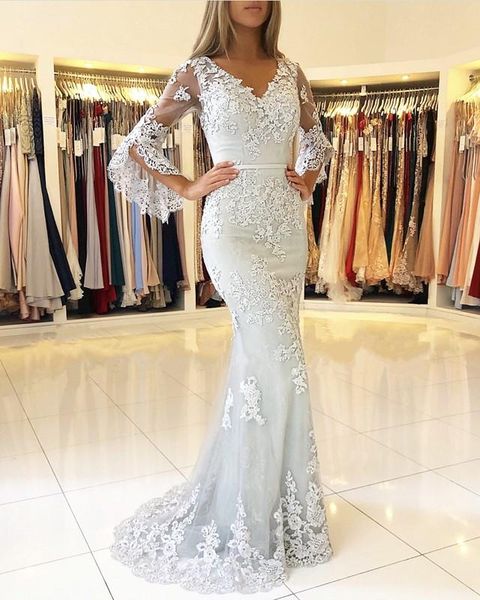 silver muslim evening dresses 2019 mermaid v-neck 3/4 sleeves lace beaded islamic dubai saudi arabic long elegant evening gown, White;black
silver muslim evening dresses 2019 mermaid v-neck 3/4 sleeves lace beaded islamic dubai saudi arabic long elegant evening gown, White;black