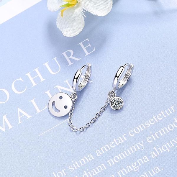 1pc 925 sterling silver hollow smile double ear hole hoop earring minimalist zircon chain ear jewelry for women s-e1045, Golden;silver
1pc 925 sterling silver hollow smile double ear hole hoop earring minimalist zircon chain ear jewelry for women s-e1045, Golden;silver