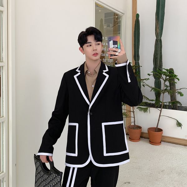 men's suits & blazers black men 2pcs sets (jacket+pant) male streetwear hip hop casual tuxedo blazer suit jacket pant outerwear, White;black
men's suits & blazers black men 2pcs sets (jacket+pant) male streetwear hip hop casual tuxedo blazer suit jacket pant outerwear, White;black