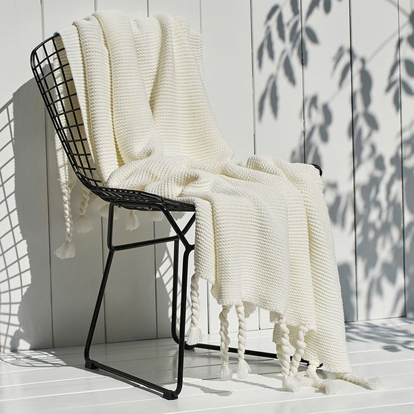 knitted fringe sofa blanket air-conditioning cover blanket office casual nap cover plain shawl