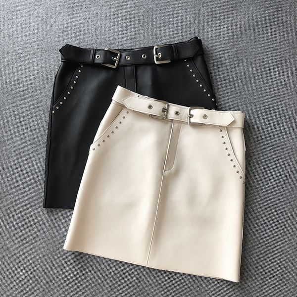 2020 spring summer fashion women's leather rivets skirt sheepskin real leather skirts b728, Black
2020 spring summer fashion women's leather rivets skirt sheepskin real leather skirts b728, Black