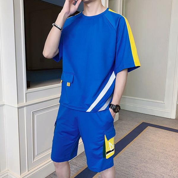 men's tracksuits short sleeve suit summer casual pants five students handsome set, Gray
men's tracksuits short sleeve suit summer casual pants five students handsome set, Gray