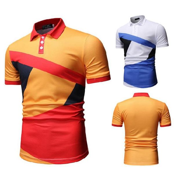mens summer contrast color polos high street fashion short sleeve digital print male quick dry tees, White;black
mens summer contrast color polos high street fashion short sleeve digital print male quick dry tees, White;black