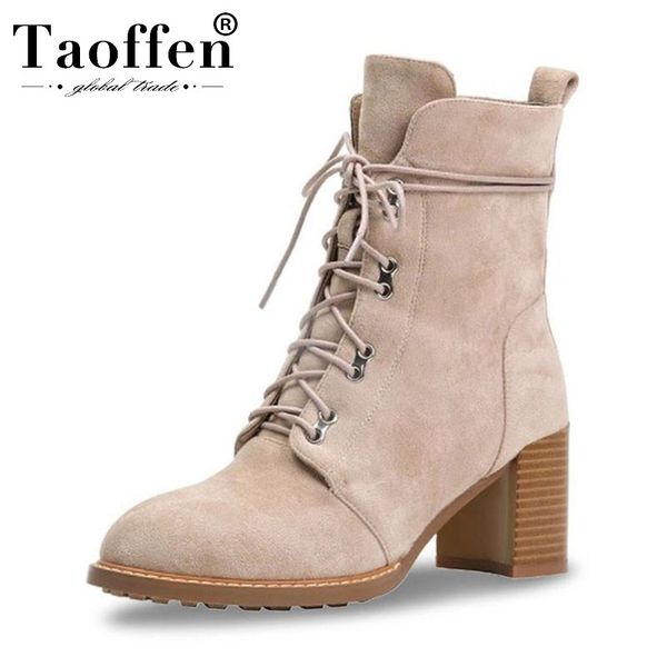 taoffen women ankle boots real leather solid color strap women casual shoes lacing thick heel patchwork footwear size 34-40, Black
taoffen women ankle boots real leather solid color strap women casual shoes lacing thick heel patchwork footwear size 34-40, Black