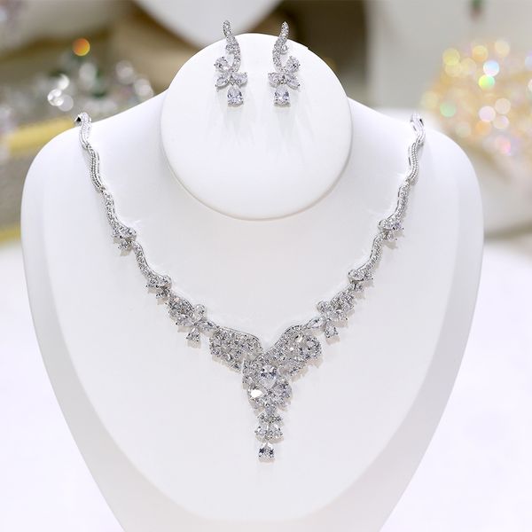 new bright zircon earrings and necklace-style bridal jewelry set wedding bridesmaid dress accessories zy, White
new bright zircon earrings and necklace-style bridal jewelry set wedding bridesmaid dress accessories zy, White