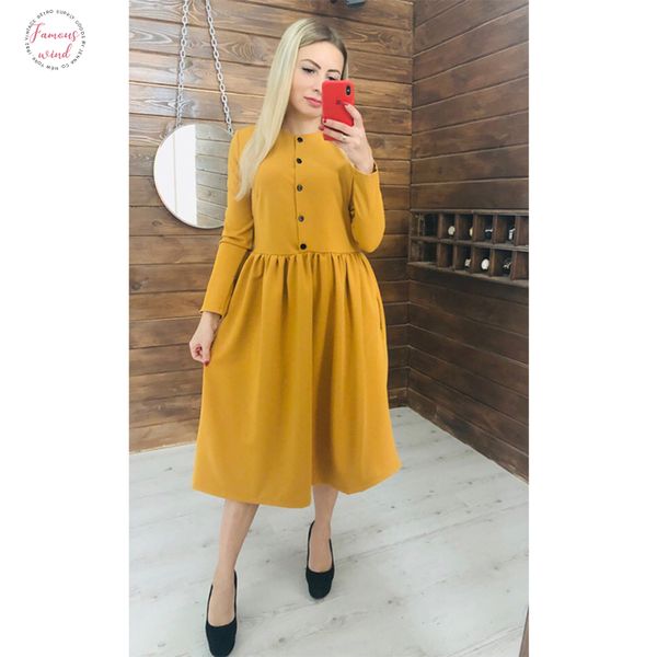 women autumn winter button solid straight dress lady o neck long sleeve dress 2020 fashion elegant party mid length dress, Black;gray
women autumn winter button solid straight dress lady o neck long sleeve dress 2020 fashion elegant party mid length dress, Black;gray