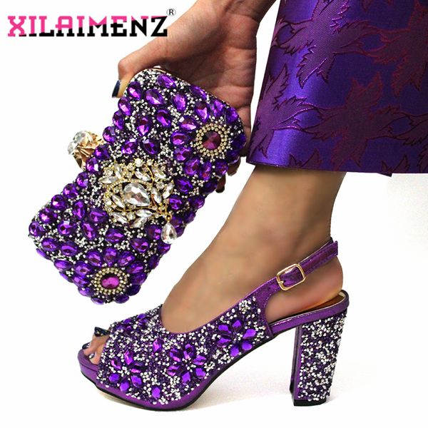 mature style in purple color african women shoeos and bag to match slingback sandals with shinning crytal for christmas party, Black
mature style in purple color african women shoeos and bag to match slingback sandals with shinning crytal for christmas party, Black
