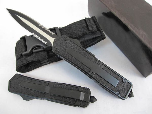Double Serrated D2 Blade Black Handle Double Action Automatic EDC pocket tool Camping Tactical Knife Collect knife Rescue knife J42M A
Double Serrated D2 Blade Black Handle Double Action Automatic EDC pocket tool Camping Tactical Knife Collect knife Rescue knife J42M A
