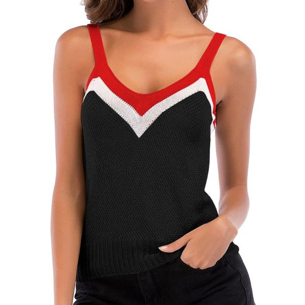 women's color matching ladies v-neck halter short sleeveless knitted sling feminina 2020 #25, White
women's color matching ladies v-neck halter short sleeveless knitted sling feminina 2020 #25, White