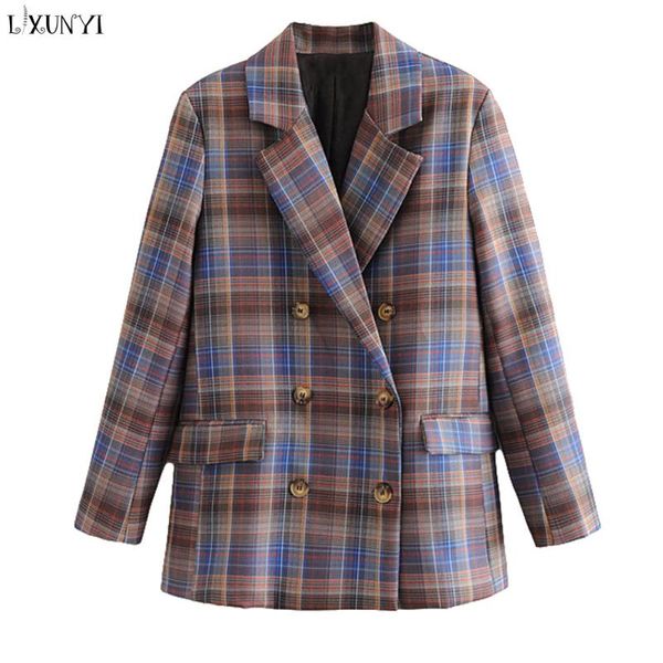 lxunyi women's plaid blazers spring autumn long sleeve casual british style duoble breasted professional suit jackets and coats, White;black
lxunyi women's plaid blazers spring autumn long sleeve casual british style duoble breasted professional suit jackets and coats, White;black
