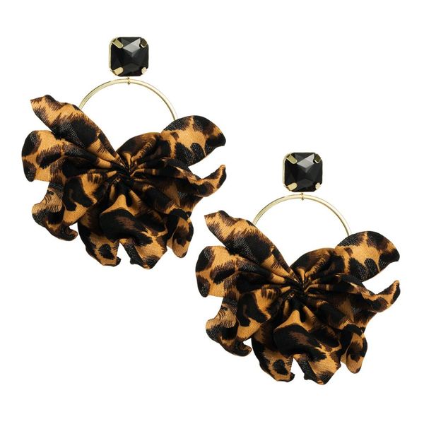 

dvacaman leopard print cloth earrings women winter resin drop earrings lady party dangle jewelry wholesale christmas, Silver