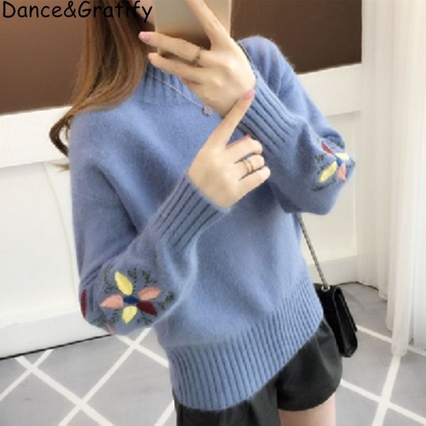 2019 new turtleneck pullover sweater pull femme floral embroidery knitwear long sleeve winter autumn thicken jumper, White;black
2019 new turtleneck pullover sweater pull femme floral embroidery knitwear long sleeve winter autumn thicken jumper, White;black