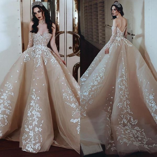 2019 champagne lace wedding dress ball gown off shoulder lace appliqued vintage backless bridal gown custom made, White
2019 champagne lace wedding dress ball gown off shoulder lace appliqued vintage backless bridal gown custom made, White
