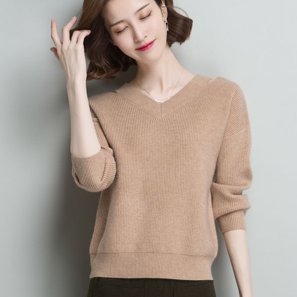 new winter sweater women's korean version of the loose knit v-neck warm long sleeve sweater fashion casual, White;black
new winter sweater women's korean version of the loose knit v-neck warm long sleeve sweater fashion casual, White;black