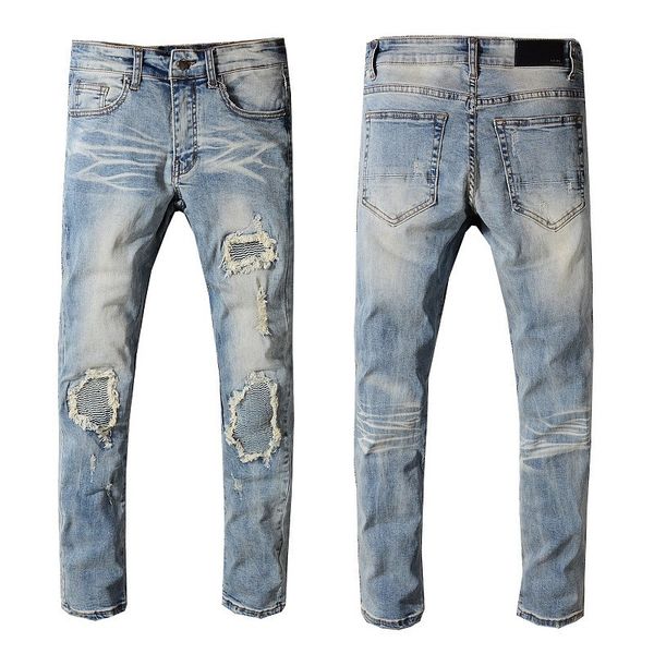 luxury mens straight jeans fashion washed distrressed long pants casual pleated solid color jeans male clothes, Blue
luxury mens straight jeans fashion washed distrressed long pants casual pleated solid color jeans male clothes, Blue