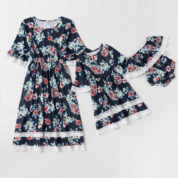 family matching outfits flower mother daughter dresses short sleeve lace mommy and me clothes look mom baby women girls dress, Blue
family matching outfits flower mother daughter dresses short sleeve lace mommy and me clothes look mom baby women girls dress, Blue